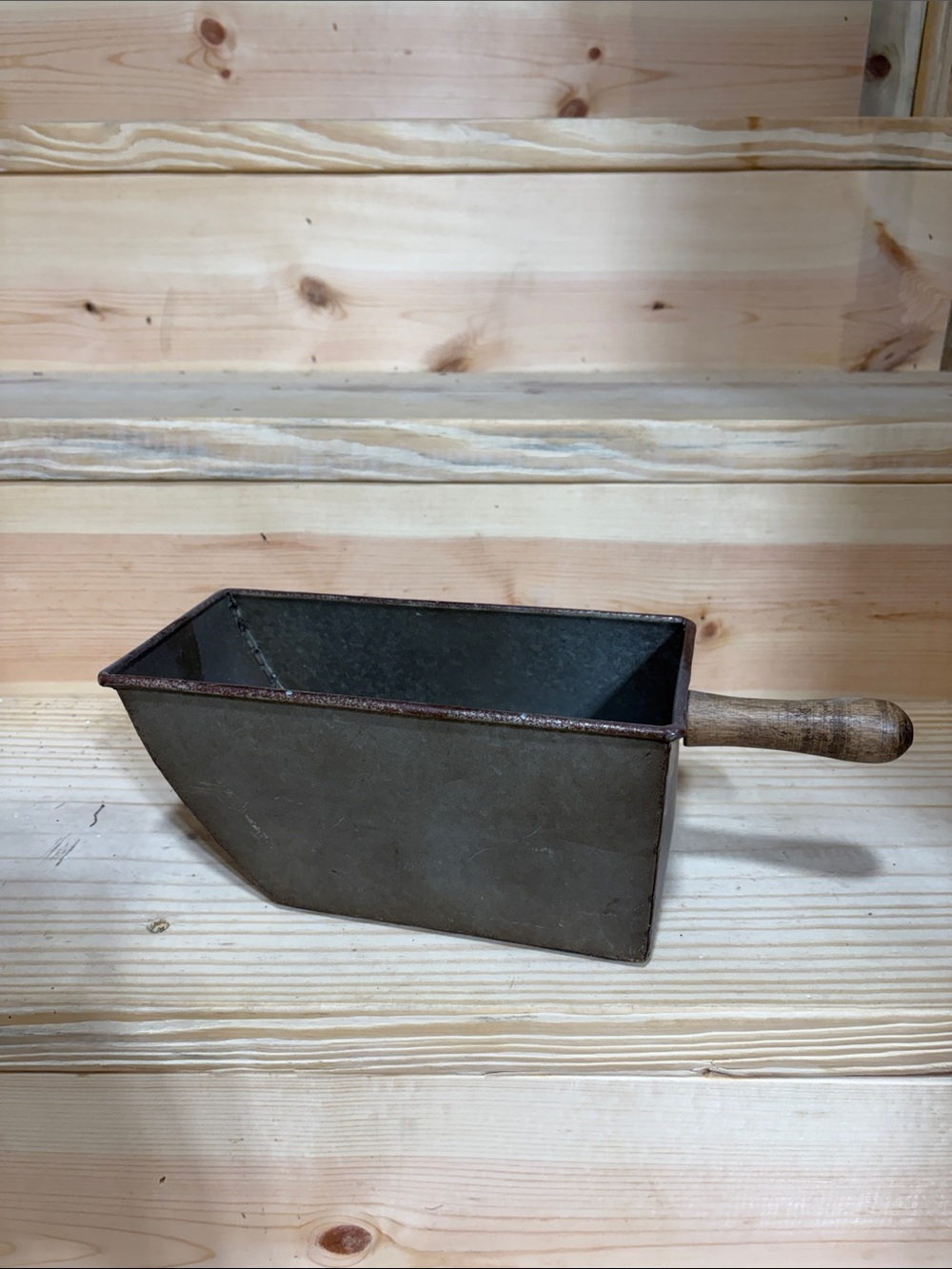 Vintage Metal Scoop with Wooden Handle
